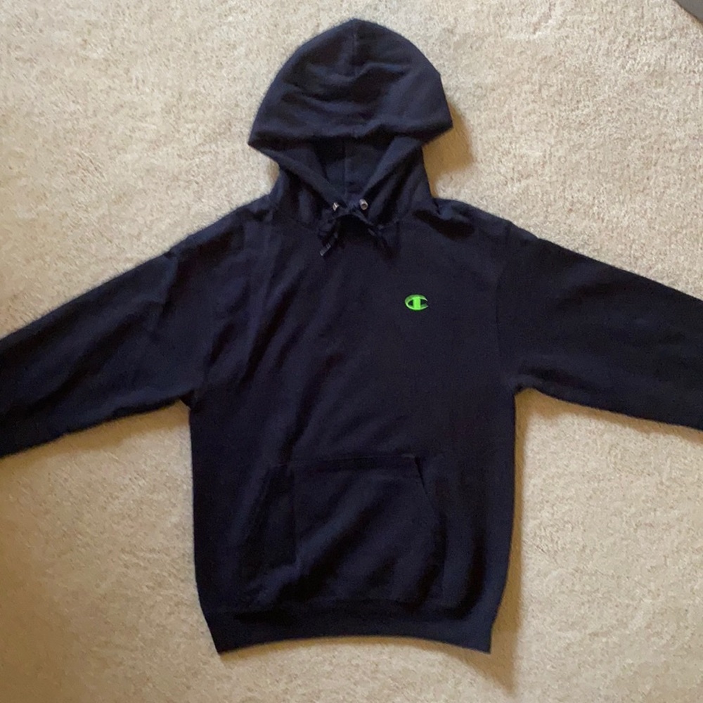 Champion small hoodie, black and green